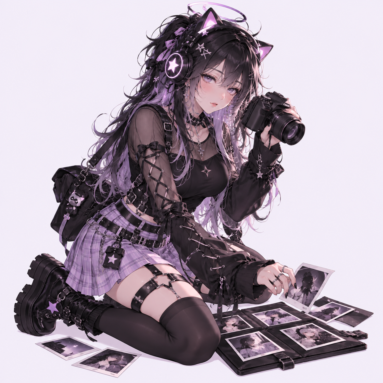 Sora arranging content cards on a small planning board beside a camera